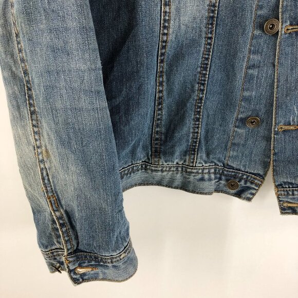 Sunset Creek Mens Vintage Denim Jacket Distressed Retro Trucker Medium Wash L - Picture 3 of 8